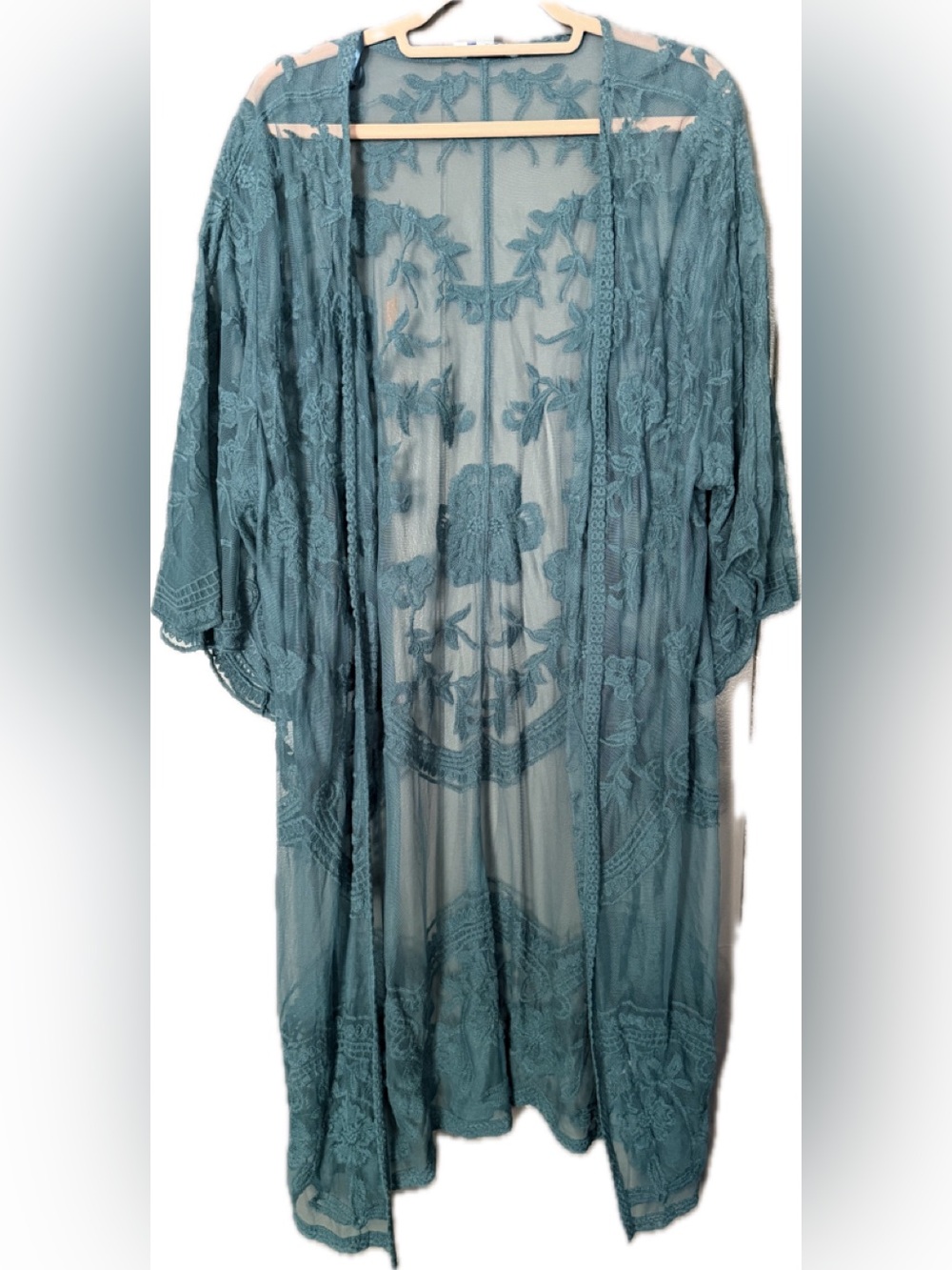 She + Sky Teal Lace Kimono